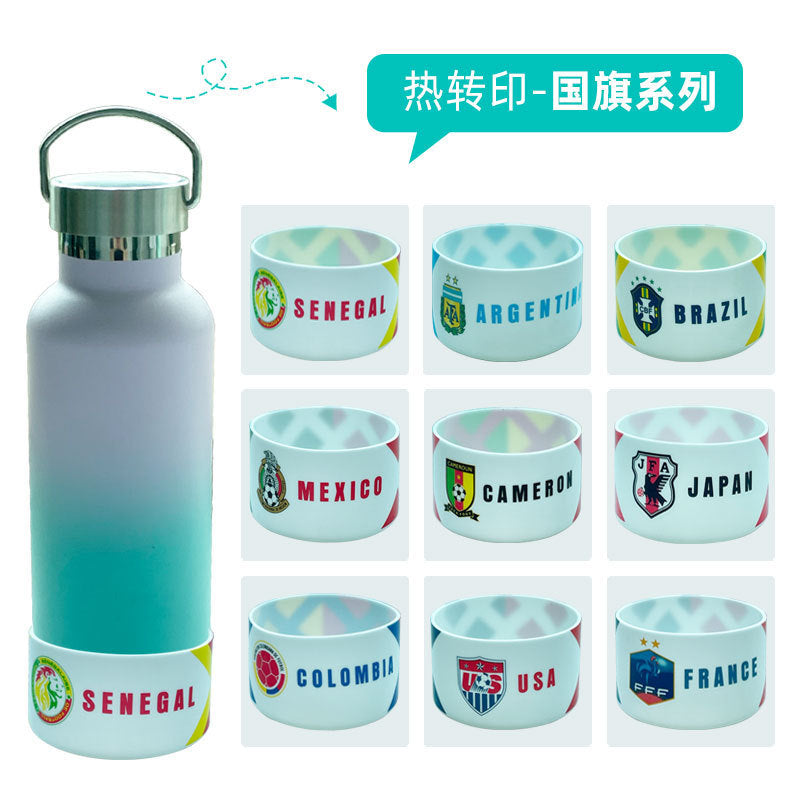 Wholesale Creative simple pattern silicone cup cover insulation film water transfer printing sports kettle space Pot Cup cover cup bottom cover for cups